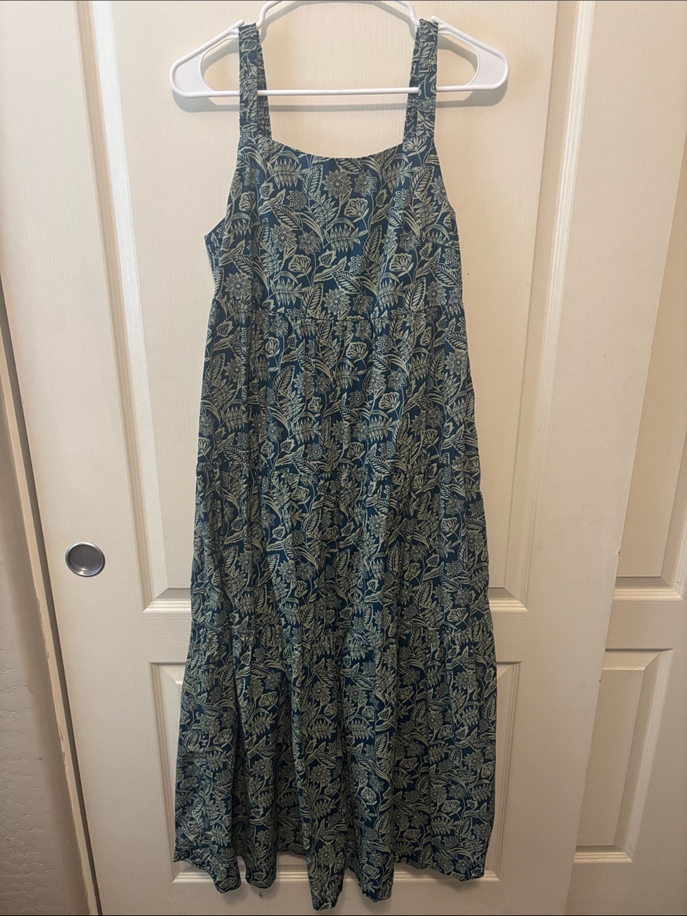 dip Green and Blue Floral Tiered Maxi Dress